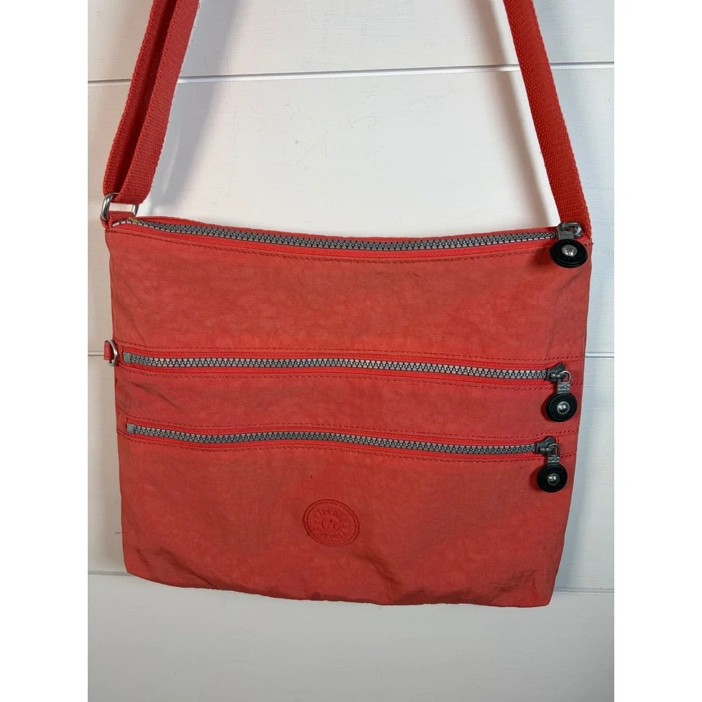 Kipling Alvar Crossbody Bag Coral Pink Nylon Multi-Pocket Travel Shoulder READ‎